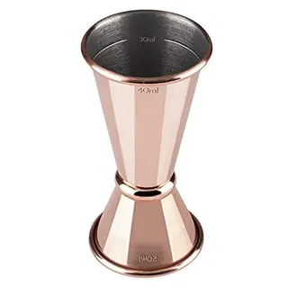 Buddy ́s Bar - Barmaß, 2 cl / 4 cl Doppelmaß, Innenmaße 1 cl / 3 cl, hochwertiges Barmaß, lebensmittelecht, Jigger zum Abmessen von Zutaten für Cocktails, Kupfer poliert