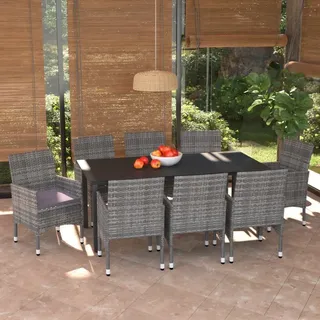 vidaXL Polyrattan Garten-Set 313100 9-tlg. grau