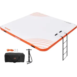 Vevor Aufblasbares Schwimmdock, 2,13 x 2,13 m, aufblasbare Dockplattform, rutschfeste Wasser-Schwimmdockmatte mit tragbarer Tragetasche und abnehmbarer Leiter, Schwimmplattform-Inselfloß für Pool