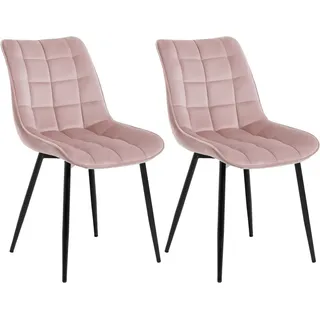 Woltu Polsterstuhl Samt rosa 2er Set