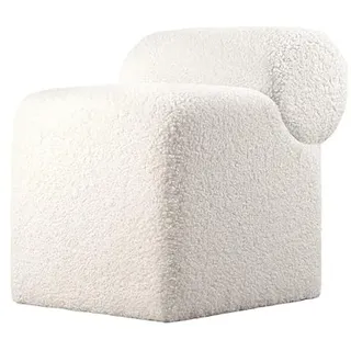 Atelier Del Sofa Luxuriöser, weißer Kunstfell-Pouf, 45 x 56 x 60 cm | 35 DNS Orthopädischer Schaumstoff, 6 cm dick | PVC-beschichtete, verdeckte Beine, stilvoll und komfortabel