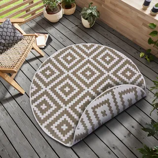 OTTO home Teppich "Ronda Wendeteppich" rund 5 mm Höhe Sisal-Optik, Flachgewebe, In- und Outdoor, geometrisches Boho Design, linen, creme