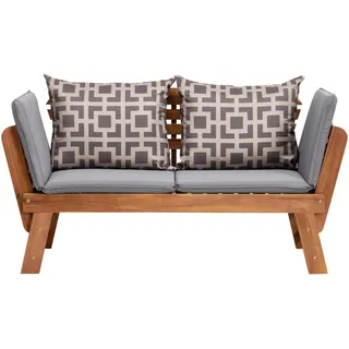 Ambia Garden Gartenbank , Grau, Akaziefarben , Holz, Textil , Akazie , massiv , Füllung: Schaumstoff , 75x190x67 cm , mit Rückenlehne , Holzmöbel, Sitzgelegenheiten Holz, Holzbänke, Gartenbänke Holz