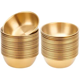 UNICRAFTALE 50 Stück Runde Edelstahl Gewürzschälchen Kleine Goldene Dip Schalen Saucieren 85x30mm Mini Untersetzer Ramekins Platten Sushi Dip Schalen Vorspeisenteller Für Küche Zuhause