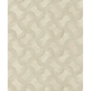 Rasch Tapete 608137 - Einfarbige Vliestapete in Beige mit grafischem Muster und changierendem Metallic-Effekt aus der Kollektion Sky Lounge