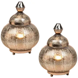 Marrakesch Orient & Mediterran Interior Orientalische Deko Tischlampe Silber 2 St.