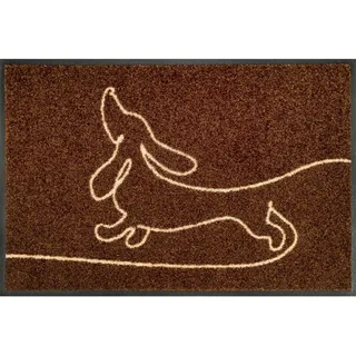 wash+dry FUßMATTE , Braun , Textil , Hund , rechteckig , 40x60 cm , Oeko-Tex® Standard 100 , schmutzabweisend, für Fußbodenheizung geeignet, rutschhemmend, pflegeleicht , Teppiche und Böden, Schmutzfangmatten, Fußmatten