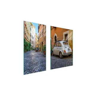 Herdabdeckplatten 2 teilig 75x52 Glaskeramikkochfeld Abdeckung Glas Schneidebrett Auto Gasse