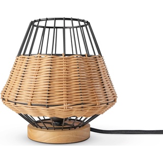 Paco Home Tischlampe Rattan Wohnzimmer Tischleuchte Boho Style Käfig Lampe Nachttischlampe Metall E27