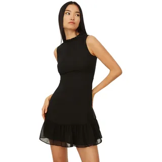 TRENDYOL Damen Midi Skater Regular Woven Dress, Schwarz, 38