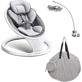 Munchkin Electric Baby Bouncer Bluetooth Enabled Baby Rocker Swing, Newborn Soothing Chair with Motion & Sounds (Grey/White) + Munchkin Travel Carrying Case + Munchkin Baby Bloom Toy Mobile