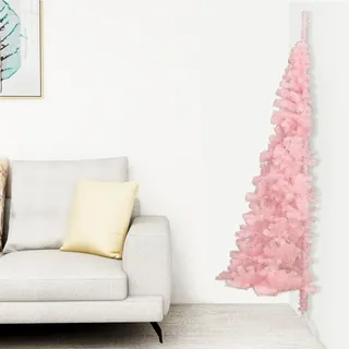 The Living Store Künstlicher Halb-Weihnachtsbaum mit Ständer Rosa 150 cm PVC - Rosa