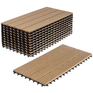 Ventanara® WPC Holz Kunststoff Fliesen Terrassenfliesen Klickfliesen Balkonfliesen 11 Stück (30 x 60 cm, Natur Standard)