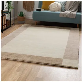 Steffensmeier Nepal Teppich Pali | Wolle, Beige, Größe: 200x300 cm Kurzflor Teppich für Wohnzimmer, Ethno Look