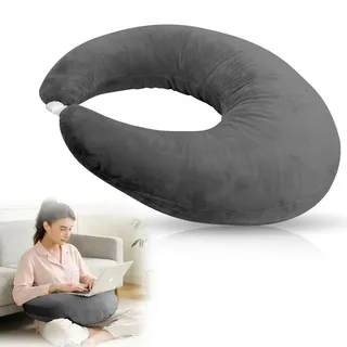 Ergonomisches Crealis-Kissen, Schoßkissen Lesekissen,Ergonomisches Gaming Armkissen, Häkelkissen Stützkissen, Ergonomische Armkissen zum Lesen, Spielen, Arbeiten und Häkeln,Grau (Dunkelgrau)