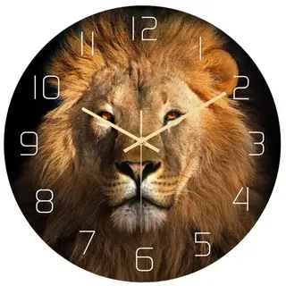 Healifty Digitale Timer-Wanduhr mit Löwen-Tiermotiv, nicht tickend, leise, nicht tickend, dekorative Wanduhr für Schlafzimmer, Wohnzimmer, Büro, Dekoration ohne Batterie, Wassermelonen-Dekor