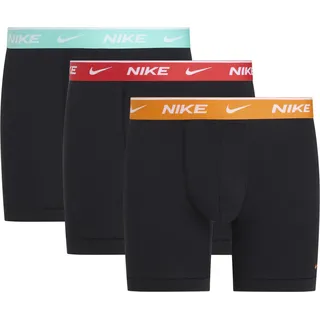 Boxershorts NIKE UNDERWEAR "BOXER BRIEF 3PK", Herren, Gr. L, 3 Stk., blk bri crmic, lt crmsn, blchd turqui, Jersey, Obermaterial: 95% Baumwolle, 3% sonstige Fasern, 2% Elasthan, kontrastfarbene Details, unifarben, körpernah, Unterhosen Boxershorts, mit NIKE Logo-Elastikbund