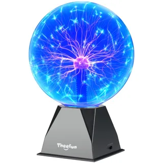 Theefun 8 Zoll Plasmakugel, Magische Plasma Kugel Zauberkugel Berührung & Sound Aktivierte Leuchtlampe Pädagogisches Physik Plasmalampe für Weihnachten Geschenk, Partys, Dekorationen (Blau)