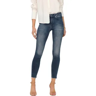 Only BLUSH Skinny Fit Jeans MID SK ANK RW REA422 NOOS«, mit Fransensaum, Blau