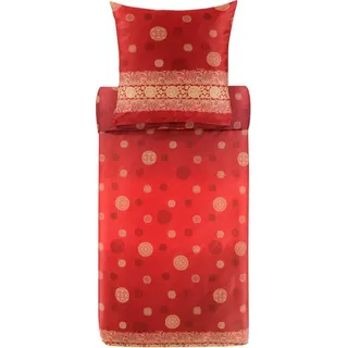 Bassetti Baumwollsatin-Bettwäsche-Garnitur PALLAVICINO Farbe ROT R1 Größe 135x200+80x80 - Rot