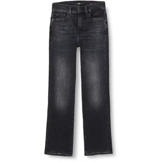 7 For All Mankind Damen The Straight Crop Slim Illusion With Let Down Hem Pants, Schwarz, 23W / 23L EU