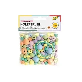 folia Perlen-Set aus Holz pastell mehrfarbig