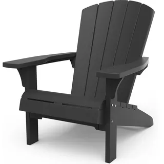 Keter Alpine Adirondack Chair, Outdoor Gartenstuhl aus Kunststoff mit Getränkehalter, grau, wetterfest, amerikanischer Design-Klassiker, für Garten, Terrasse und Balkon, 93 x 81 x 96,5 cm
