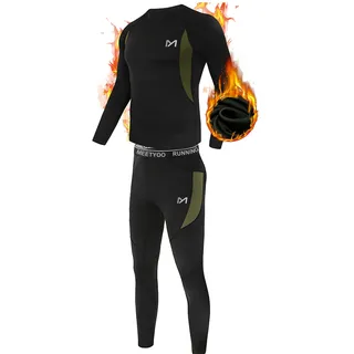 MEETYOO Thermounterwäsche Herren Funktionswäsche Skiunterwäsche Männer | Thermo Unterwäsche Herren Kompressionswäsche Base Layer Unterhemd Unterhose Schnell Trocknend Warm