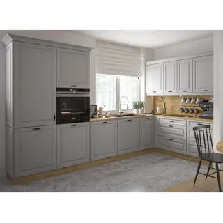 Feldmann-Wohnen Winkelküche Prato L-Form 345 x 200 cm Eiche artisan / Mittelgrau