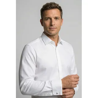Smokinghemd OLYMP "Level Five body fit", Herren, Gr. 46, N-Gr, beige (hellbeige), Web, Obermaterial: 97% Baumwolle, 3% Elastolefin, Umschlagmanschette, Hemden Smokinghemd