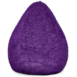 Lumaland Fluffy Sitzsack | Kinderzimmer Sitzkissen 60 x 45 cm | Waschbarer Bezug aus Webplüsch | Flauschiger & weicher Kinder Bodenkissen | Passend für Mädchen & Jungen | 120L Volumen [Dunkel Lila]