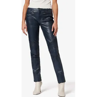 Ricano Damen Lederhose Lederjeans DONNA aus butterweichem Ziegen-Nappa Leder – Blau / L - Blau