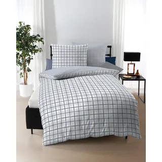 Wendebettwäsche KAEPPEL "Plaid", blau (hellblau), B/L: 155cm x 220cm, 1 Stk., 1 Stk., Seersucker, B/L: 80cm x 80cm, Seersucker, Obermaterial: 100% Baumwolle, Bettwäsche, Wendebettwäsche, mit Karomuster