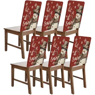 Bseical 6 x Stuhlhussen Weihnachten, Weihnachts Stuhlhussen, Universal Stuhlbezug, Stuhlbezug FüR Weihnachten, Weihnachtsstuhlhussen für Esszimmer, Abendessen, Weihnachten Party Besteck Deko (B)