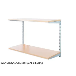 Biedrax Wandregal - Grundregal 25 x 60 x 50 cm, Farbe silber - 2 Fachboden Buche