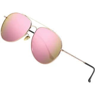 ATTCL Pilotenbrille Polarisierte Sonnenbrille Damen Herren Klassische UV400-Schutz Piloten Sonnenbrillen 3066 C6 Rosegold pink