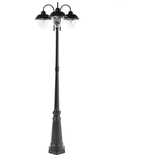 BELIANI Außenlaterne Schwarz aus Aluminium 3 Flammig 3 Lampen Mastleuchte Stehleuchte Außenleuchte Gartenlaterne Outdoor Modernes Design für Garten - Schwarz