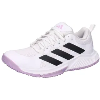 adidas Damen Court Team Bounce 2.0 Shoes, Cloud White/Core Black/Powder Plum, 40 EU