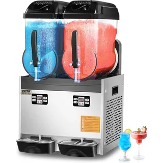 Vevor kommerzielle Slush-Maschine 12 L x 2 Doppeltank Slush-Eismaschine Slushy Machine für gefrorene Getränke, 96 Tassen Margarita-Smoothie-Maschine