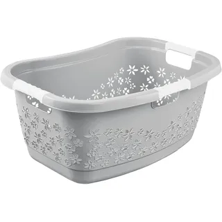 KEEEPER Wäschekorb mit luftdurchlässigem Dekor, Anti-Rutsch-Softgriffe, 50 l, Lasse, Nordic Grey