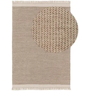 benuta Pure Wollteppich Kim - Beige 200x300 cm - Baumwolle,Wolle - Rechteckig & im Style: Ikat, Hygge & Cozy, Minimalistisch - Pflegeleicht für Wohnzimmer Schlafzimmer
