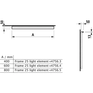 Laufen FRAME 25 LED-Leuchte, 600mm, für Spiegelschränke mit Einbaurahmen, H4475649004501