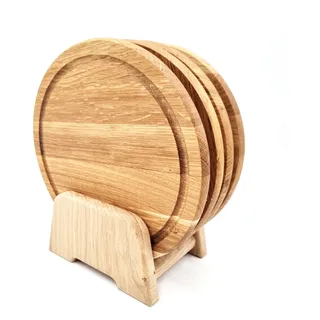 JOWE Rundes Jausenbrett aus Eiche | Brotzeitbrett rund - Ø 25 cm | Frühstücksbrett gefertigt in Österreich | Set mit 4 Stk