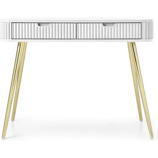 Schminktisch LOTAS – Weiß / Gold - Weiß