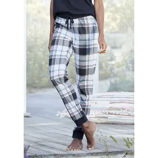 Pyjamahose, Damen, Gr. 32/34, N-Gr, schwarz-weiß (schwarz, weiß, kariert), Jersey, Obermaterial: 100% Baumwolle, VIVANCE DREAMS BY LASCANA, bequem lang, Hosen Pyjamahose, mit Allover-Druck