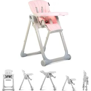 Cangaroo Hochstuhl I eat höhenverstellbar, klappbar, doppelter Tisch Fußstütze rosa - Rosa
