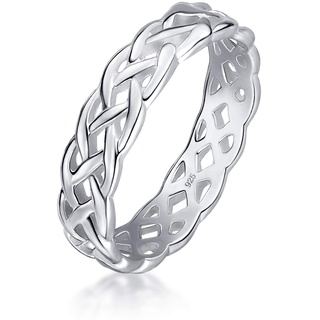 Amberta Damen Ring aus Sterling Silber Keltisches Knoten Design Spiraler Flechtring: Innen Umfang - Größe 48 mm