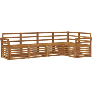 vidaXL Ecksofa Set 5 pcs Natur Massivholz Akazie - Weiß