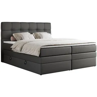 MKS Meble Boxspringbett, Polsterbett, Bett, Schlafzimmer, - ERNI-KING - 180x200 cm - Dunkelgrau - H3 - Dunkelgrau