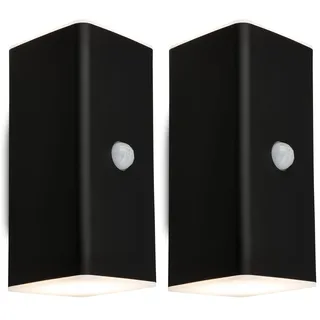 BRILONER - LED Wandlampe Akku mit Bewegungsmelder, Dämmerungssensor, 20 sek. Timer, Aussenlampe, Wandleuchte aussen, LED Strahler, Außenleuchte, Außenwandleuchte, 15,5x6,5x8,5 cm (HxBxT), Schwarz